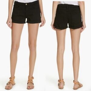 FRAME Le Cutoff Cuffed Mid-Rise Denim Shorts black Size 28